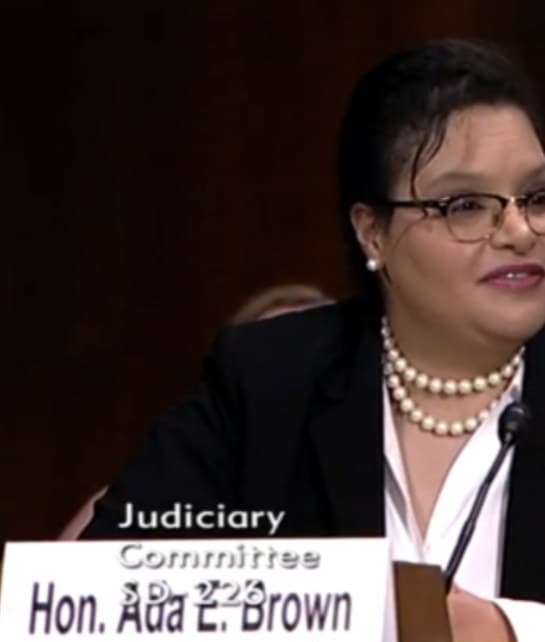 Judge Ada E. Brown at a Senate Judiciary Committee hearing