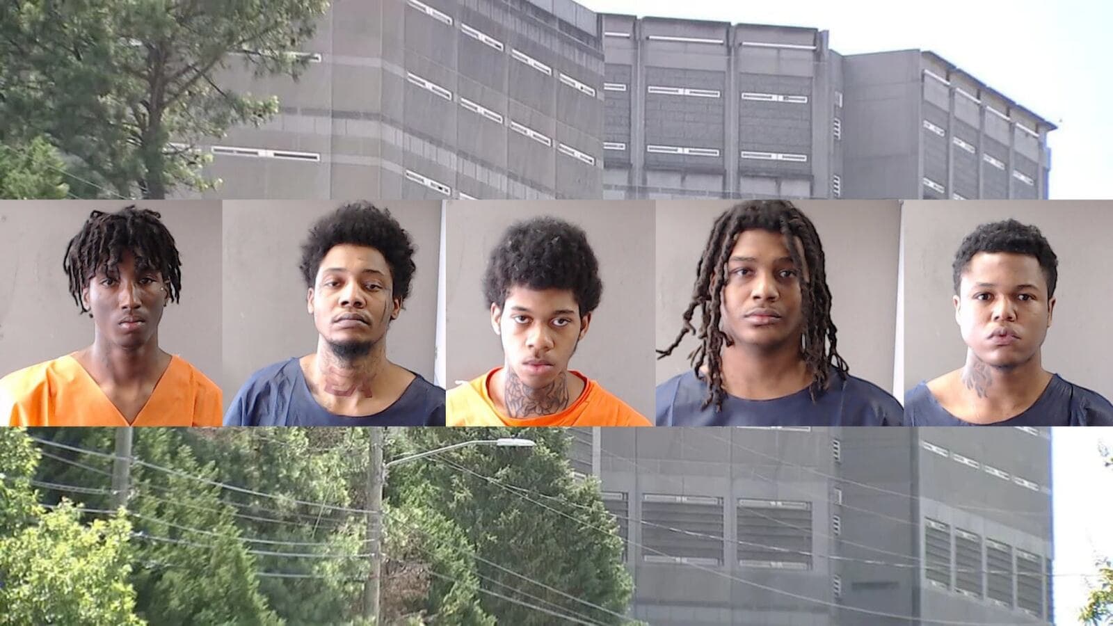 Booking photos of Jayden King, Messiah Hinson, Amir Andrews, Treonte Brintley, and Dajuhn Bryant