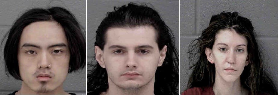 Booking photos of Lavi Pham, James Salerno, and Kelly Lavery