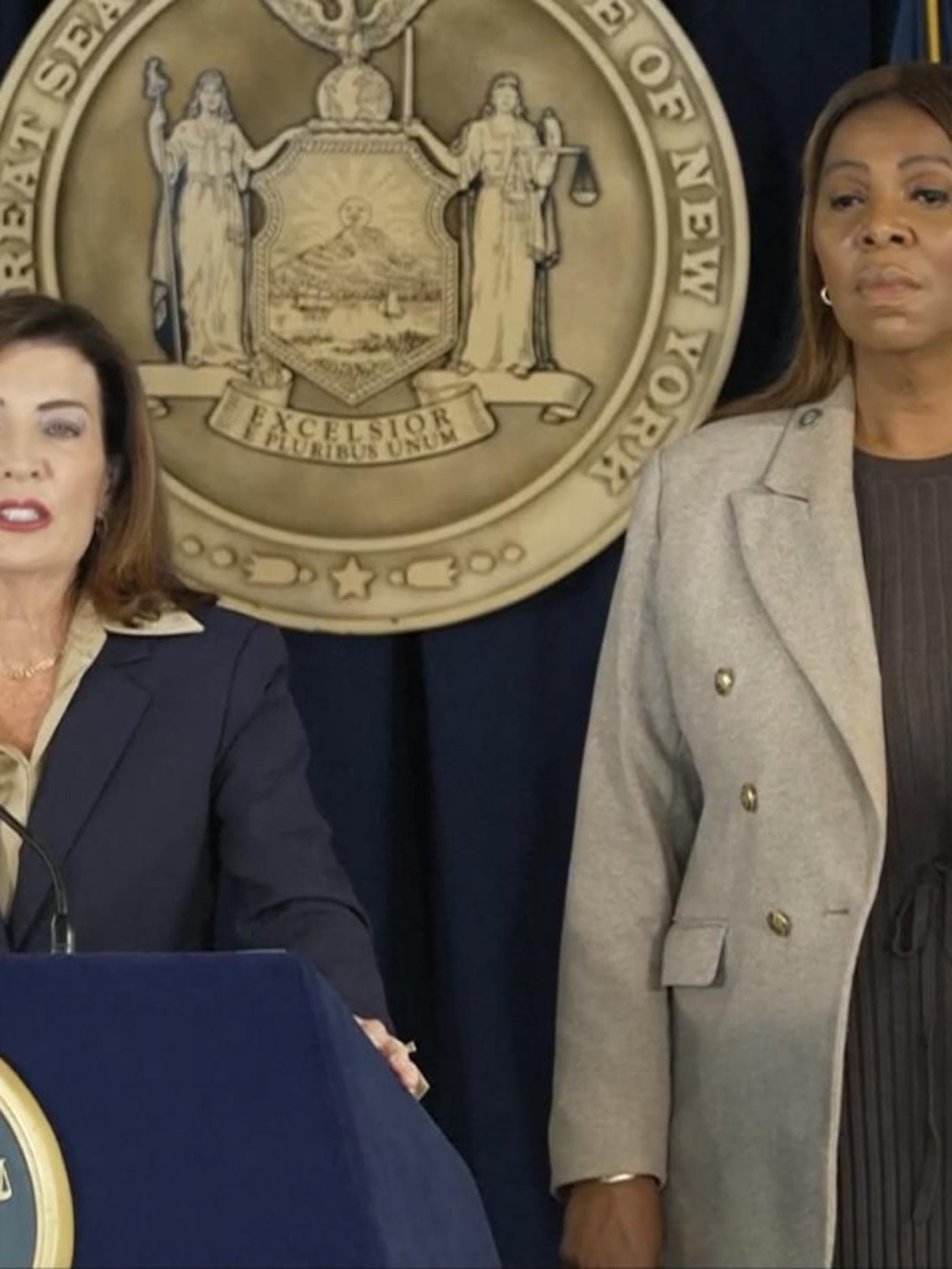 New York Attorney General Letitia James speaks at a news conference