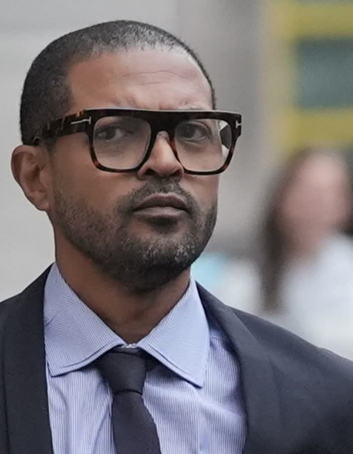 Noel Clarke arriving at Westminster Magistrates' Court