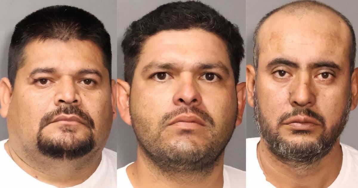 Booking photos of Alfredo Garcia, Hector Medina, and Federico Farfan