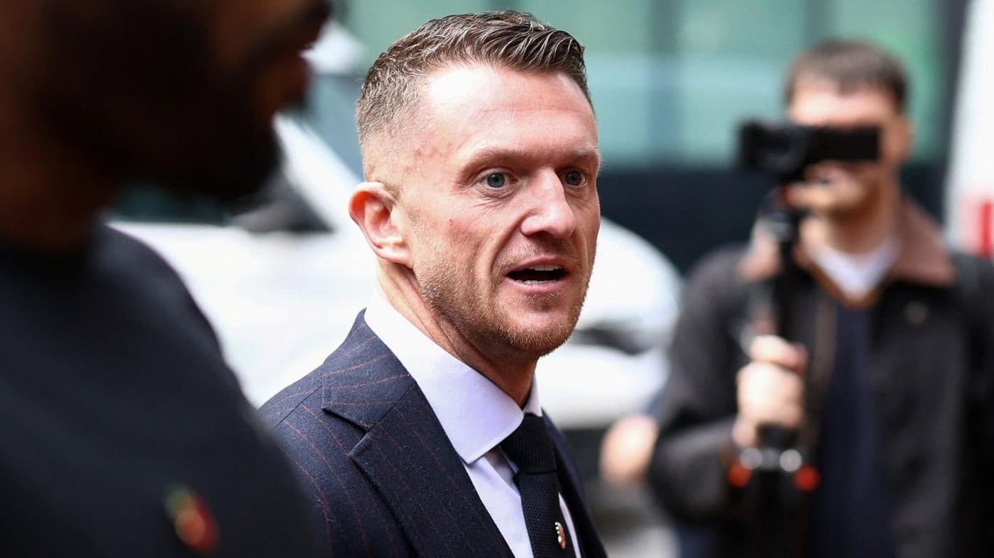 Stephen Yaxley-Lennon, also known as Tommy Robinson, outside court